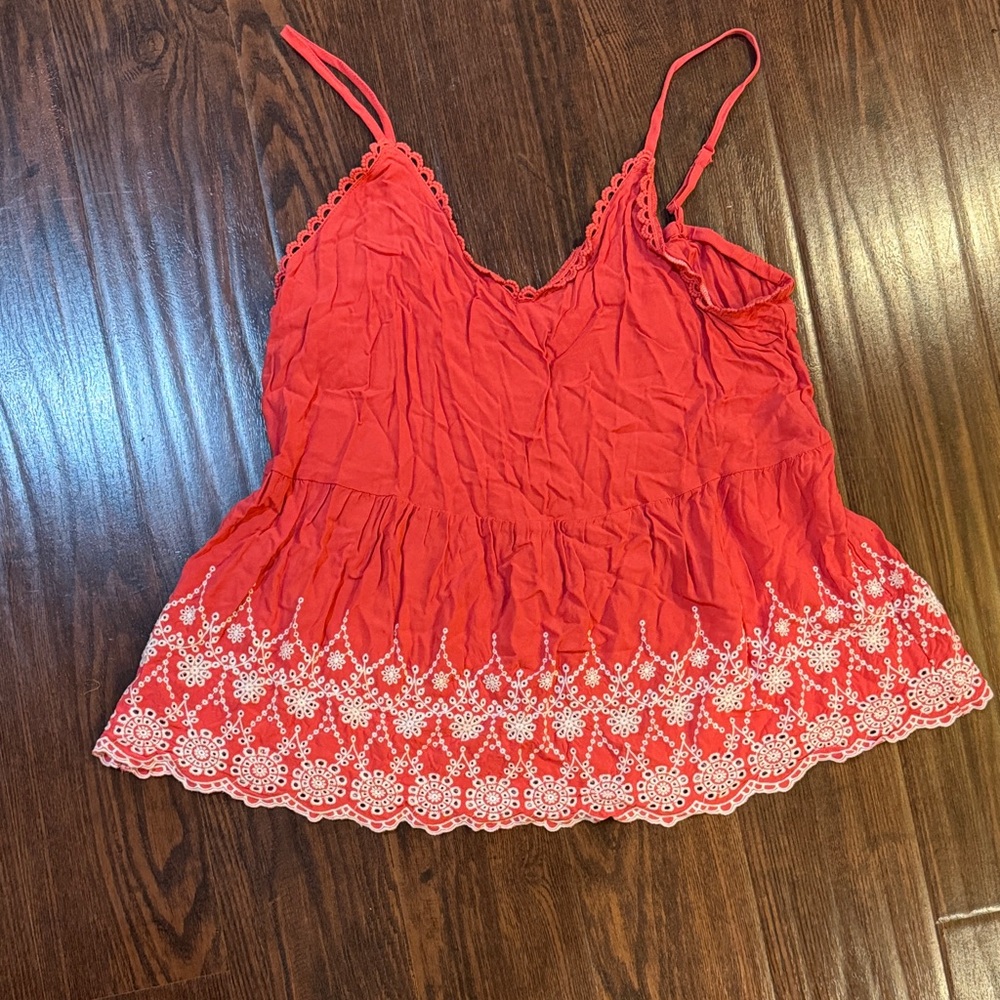 Maurices Coral Camisole with White Detail